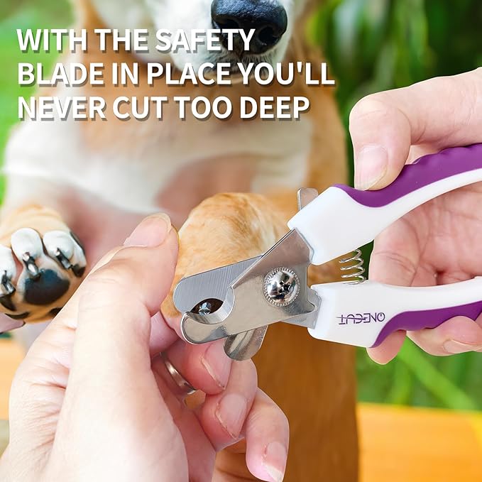 OneCut 4.7" Small Dog & Cat Nail Clipper Stainless Steel Cat Claw Trimmers for Rabbits, Guinea Pigs, Birds, Puppies, Kittens and Small Animals Pet Nail Clipper for Professional and Home Use (Purple)-Mewly Pet