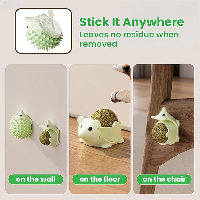 6 Pcs Catnip Ball Toys with Rubbing Shell, Lickable Roller Catnip Toys for Cats Chew, Edible and Refillable Kitten Toys, Teeth Cleaning Dental Indoor Cat Treats Toys, 3 Shells 6 Balls-Mewly Pet