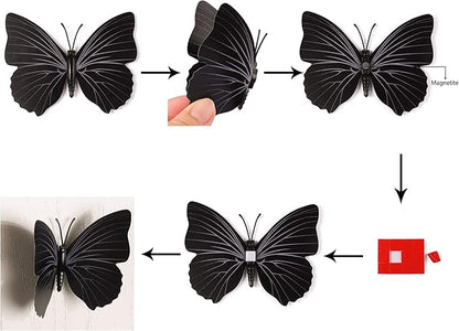 24pcs 3D Vivid Special Man-Made Lively Butterfly Art DIY Decor Wall Stickers Decals for Nursery, Bathroom, Office, 3D Crafts