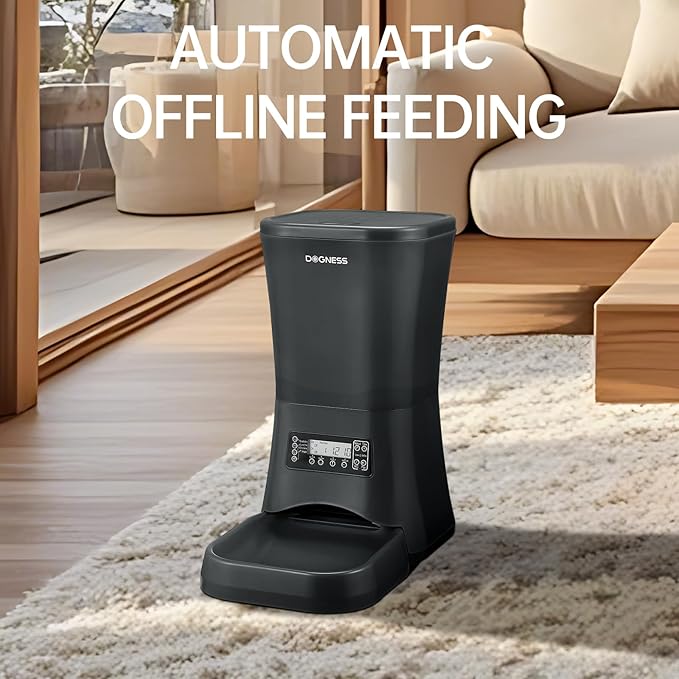DOGNESS 9L Dog Feeders for Large Dogs, Automatic Dog Feeder with Timer Extra Large, Programmable Auto Pet Food Dispenser Feeder, Portion Control, Voice Recording, Battery and Plug-in Power (Black)-Mewly Pet