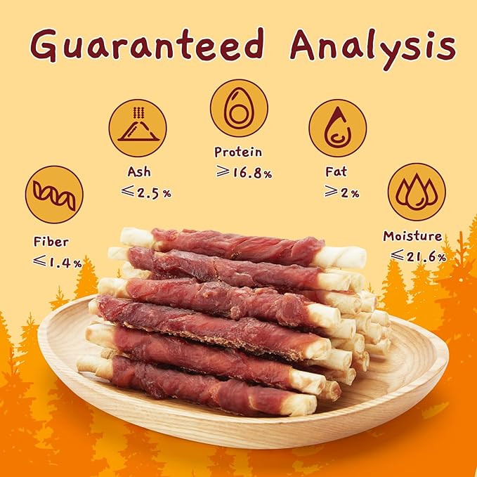 Jungle Calling Dog Treats, Duck Breast Wrapped Rawhide Sticks for Dogs, Grain-Free Natural Chewy Treats Picky Dogs, Puppy Chews Snacks,10.6 oz-Mewly Pet