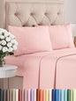 Twin XL 4 Piece Sheet Set - Comfy Breathable & Cooling - Ultra-Soft Hotel Luxury Bedding Set w/ 8-16 Inch Deep Pockets - 1 Flat & 1 Fitted Sheet & 2 Pillowcases - Wrinkle Free & Easy Care - Baby Pink