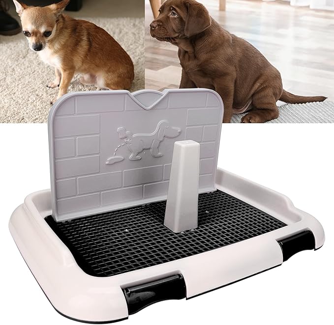 Indoor Dog Potty Tray - Miniature Poodle Pad Holder, Anti-Slide Plastic Potty for Small & Medium Dogs (Black)-Mewly Pet