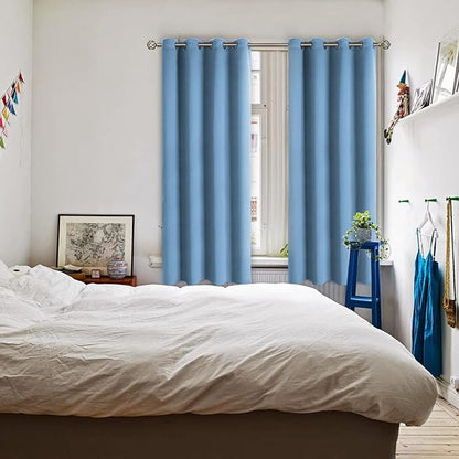 BGment Room Darkening Curtains 72 Inches Long - Grommet Thermal Insulated Drapes Window Treatment Curtains for Bedroom, 2 Panels, 52 x 72 Inch, Sky Blue