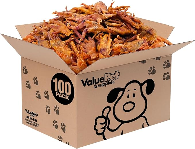 ValueBull Chicken Feet for Dogs, 100 Count Bulk Pack - All Natural Dog Chew, Hip and Joint Chew, Single Ingredient Dog Treat-Mewly Pet