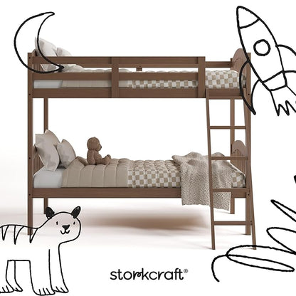 Storkcraft Long Horn Twin-Over-Twin Bunk Bed (Hazelnut)- GREENGUARD Gold Certified, Converts to 2 Individual Twin Beds