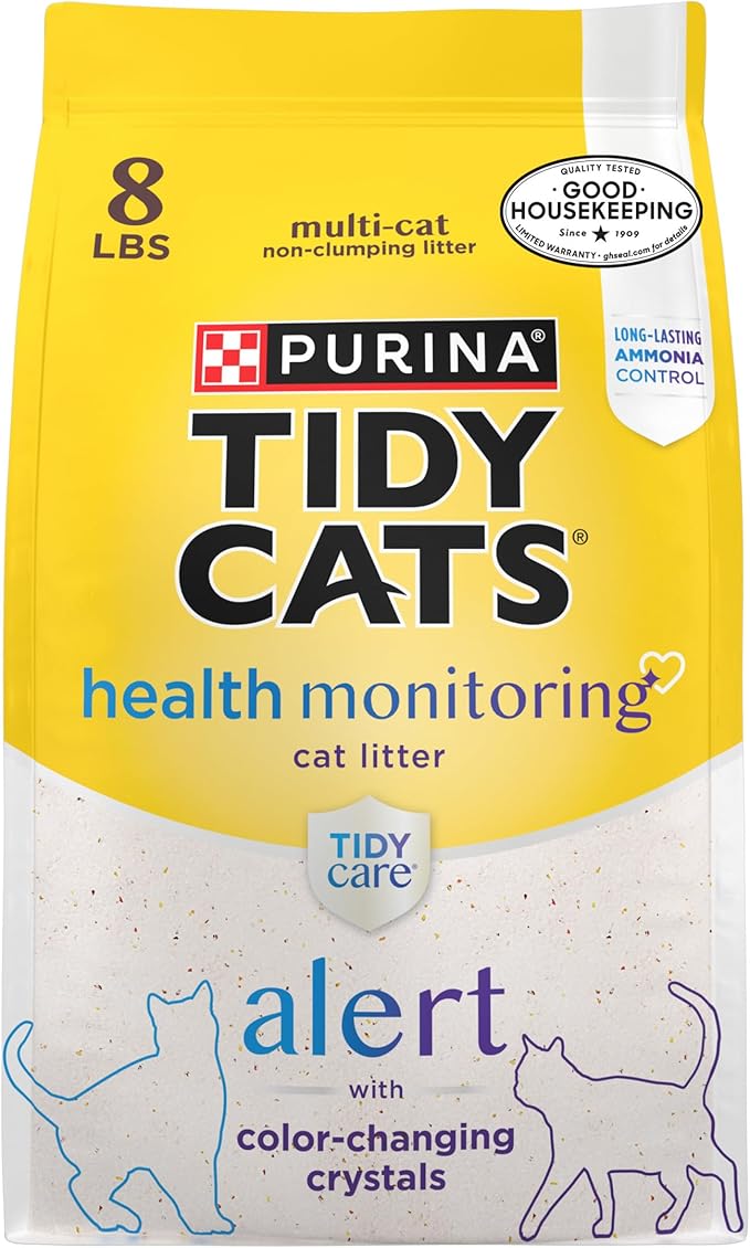 Purina Tidy Cats Tidy Care Alert Cat Health Monitoring Non Clumping Cat Litter with Silica Crystals - 8 lb. Bag-Mewly Pet