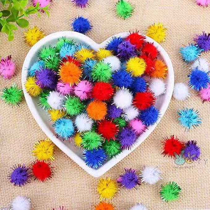 30Pcs 1.2inch/3cm Sparkle Balls for Cats - Interactive Toy Pom Pom Fuzzy Tinsel Cat Balls for Indoor Play (Mixed Colour)-Mewly Pet