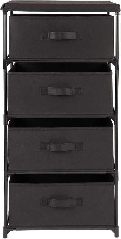 Juvale 4-Tier Fabric Dresser for Closet - 16.5 x 13 x 33 in, Black - Storage Cabinet with Drawers, Closet Drawers & Bedroom Storage