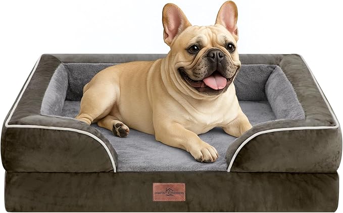 Comfort Expression Small Dog Beds Waterproof Orthopedic Foam Dog Sofa Beds for Medium Dogs Comfy Pet Bed with Washable Removable Cover & Non-Slip Bottom(Small,Dark Green)-Mewly Pet