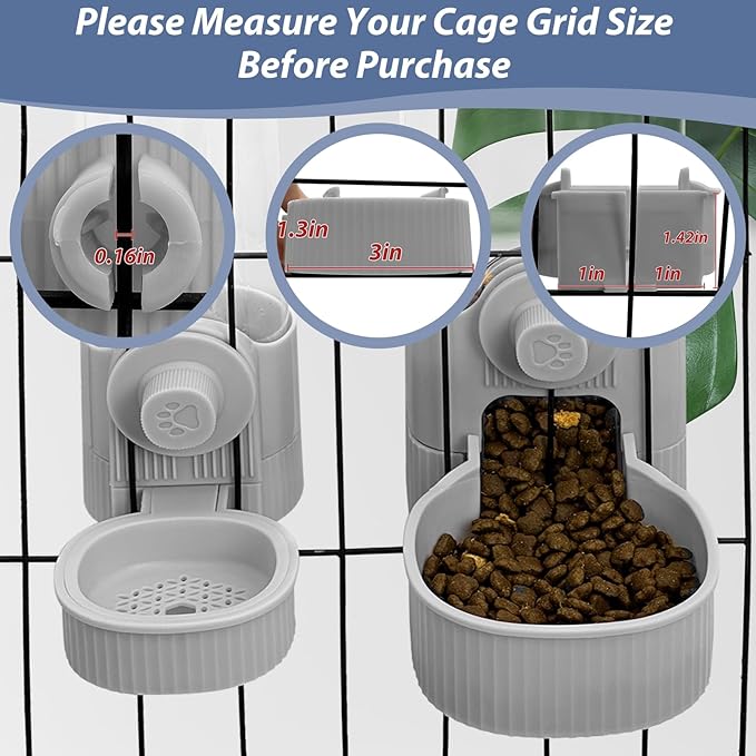 Fhiny Rabbit Food Dispenser, 40oz Large Capacity Hanging Gravity Bunny Feeder for Cage Automatic Guinea Pig Feeding Bowls Pet Food Storage for Bunny Guinea Pig Chinchilla Ferret Cat Puppy-Mewly Pet