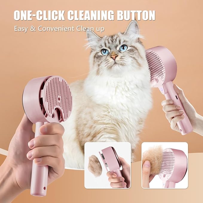 Cloud Care Cat Brush for Indoor Cat Steam Brush for Shedding Spritz Defur Comb for Cats Dogs Steam Brushes for Long Short Hair Cats Dogs Pet Steam Brushes for Massage Grooming Self-Cleaning-Mewly Pet