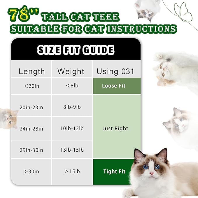 Cat Tree for Large Cats, 78.7"(200cm) Tall Cat Tower for Indoor Cats Multiple Cats with Large Top Perch, Cat Condo, Cat Hammcok, Cat Scratching Post, Light Gray GCT031W-Mewly Pet