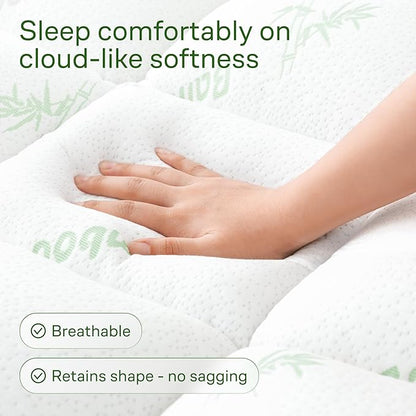 Ultra Soft King Size Mattress Topper - Viscose Made from Bamboo Pillow Top Mattress Pad for Back Pain Relief - Naturally Cooling for Hot Sleepers, Green