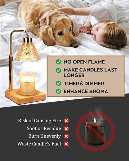 Candle Warmer Lamp with Timer Dimmable, Adjustable Height, Christmas Anniversary Women Gifts for Her Girlfriend, House Warming Gifts New Home, Wax Warmer Lamp for Jar Candles with 2 Bulbs