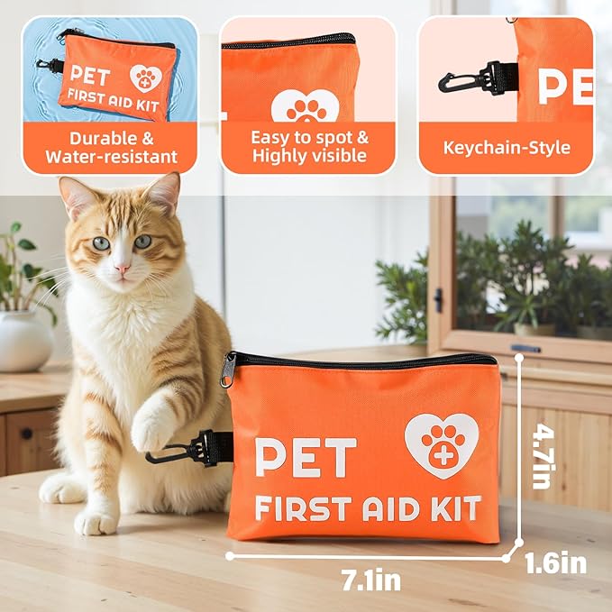 Portable Dog First Aid Kit with Hook - Water Resistant Pouch for Hiking, Camping, Daily Family Use, Travel, Pet Safety, Thoughtful Gift for Pet Owners (45pcs Standard Version)-Mewly Pet