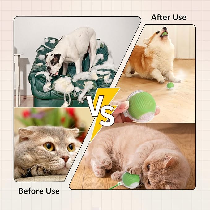 Chewie Viral Rolling Ball, Interactive Cat Toys Ball for Indoor, Cats Interactive Self Rolling Ball Dog Ball Automatic Cat Toy 360° Smart Automatic Rolling Pet Ball (Green)-Mewly Pet