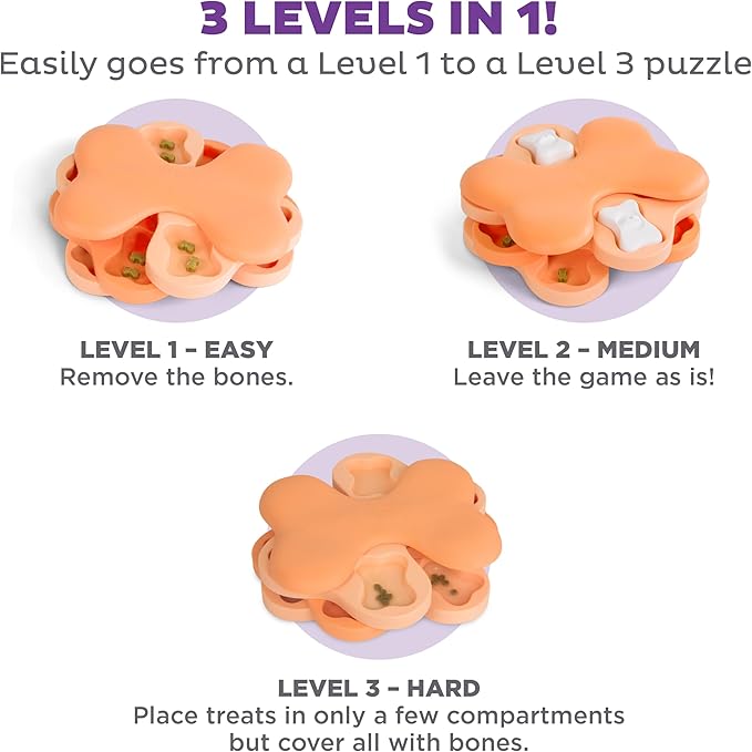 Outward Hound Nina Ottosson Puppy Tornado Dog Puzzle Interactive Treat Puzzle Dog Enrichment Dog Toy for Puppies, Level 2 Intermediate, Pink-Mewly Pet