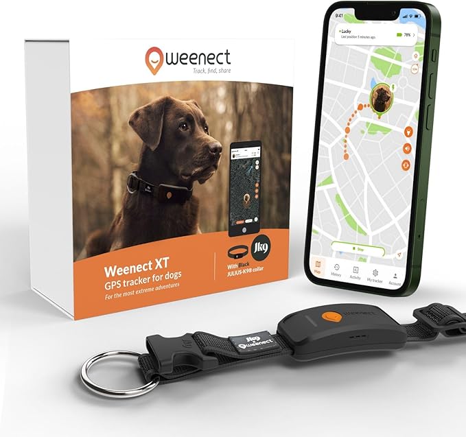 Weenect Dog XT - New GPS Collar for Dogs | XL Antenna | Waterproof | Ultra-Durable Integrated Julius-K9 Collar | Subscription Required-Mewly Pet