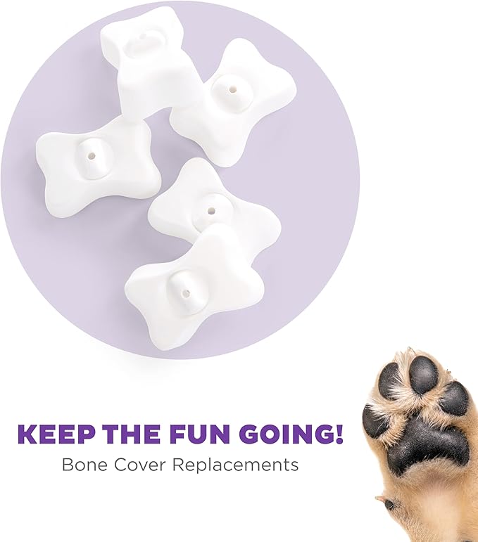 Outward Hound by Nina Ottosson Bone Replacement Parts for Interactive Dog Puzzles - DogBrick, DogTornado, DogSmart, PuppyTornado, PuppySmart, 5-Pack, White-Mewly Pet
