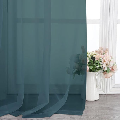 Chyhomenyc Stone Blue Sheer Curtains 84 Inch Length 2 Panels, Light Filtering Dusty Blue Window Curtain Treatment Drapes for Bedroom, Each 42Wx84L Inches