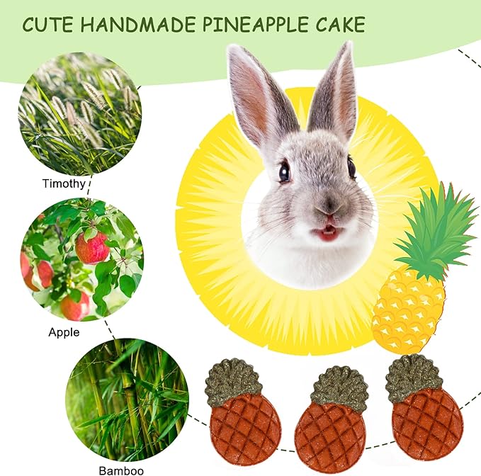 VESPRO Bunny Toys, 21PCS Rabbit Chew Toys for Teeth, Guinea Pig Natural Treats, Timothy Hay Sticks for Chinchillas Hamsters Rats, Small Animals Teeth Grinding-Mewly Pet