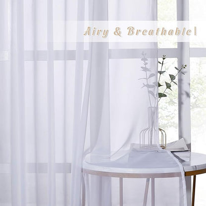 NICETOWN Sheer Curtains 63 inch Length - Grommet Living Room Curtain Panels Voile Textured Soft and Lightweight Window Treatments for Bedroom Decor, W37 x L63, 2 Pieces
