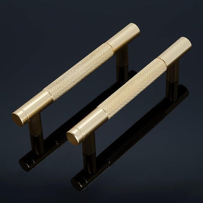 Knurled Cabinet Pulls 12 Pack, 5 Inch Long Cabinet Handles Metal Door Pulls, Kitchen Drawer Pull Knurled Dresser Handles - 3 3/4" Hole to Hole, Golden