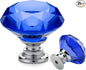 Ravinte 25 Pack Blue Crystal Knobs for Dresser Drawers - 30 mm Glass Cabinet Diamond Shaped Knobs with Silver Base