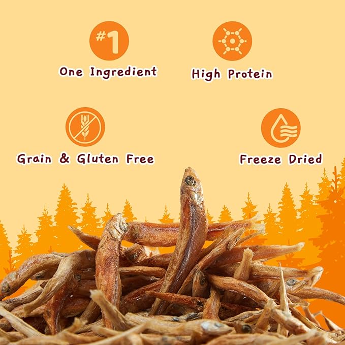 Jungle Calling Freeze Dried Minnows for Cats & Dogs, Single Ingredient Fish Cat & Dog Treats, High Protein Grain Free Pet Training Snacks, 2 oz-Mewly Pet