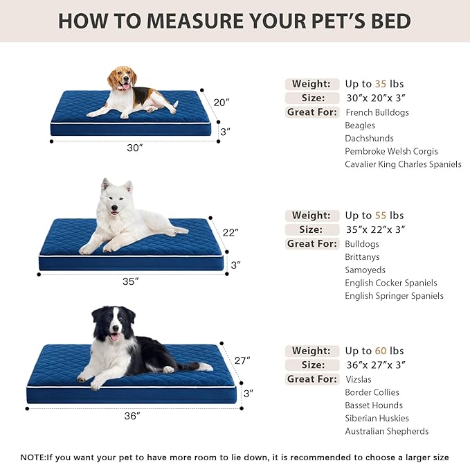 WNPETHOME Orthopedic XL Dog Beds Large Sized Dog, Waterproof Extra Large Dogs Bed with Removable Washable Cover, Multi-Needle Quilting Dogs Crate Bed-Mewly Pet