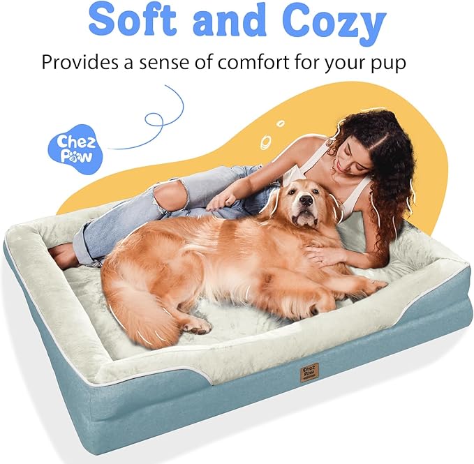 Washable Orthopedic Large Dog Bed - Removable Orthopedic Foam Dog Beds with Bolsters Waterproof Large Dogs Bed and Non-Slip Bottom Extra Large Dogs Beds Sofa-Mewly Pet