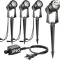 SUNTHIN Outdoor Landscape Lighting, 4 Pack Outdoor Spot Lights with Transformer for Yard, Plant, Lawn, Tree, Flags, House, Garden, Fence Use, IP65 Waterproof & Connectable
