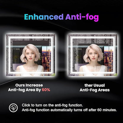LED Mirror for Bathroom, 55"X36" with 8 RGB Backlit +3 Front Lit (Adjustable Individually), Anti-Fog, Large Lighted Bathroom Vanity Mirror for Wall,Shatterproof,Memory Function,Tempered Glass