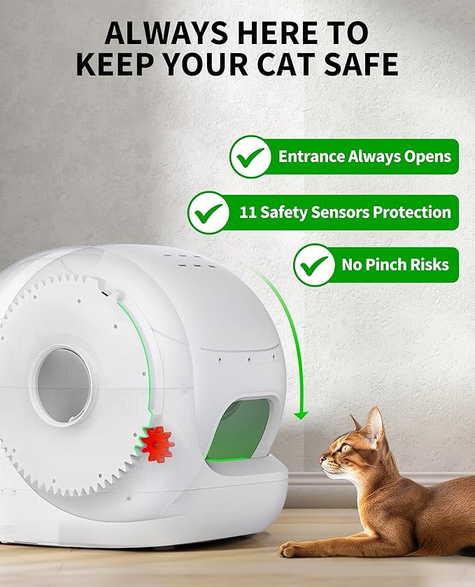 PETKIT PuraMax 2 Automatic Self-Cleaning Cat Litter Box, App Control Scoop-Free Litter Box with Safety Sensors, Odor Free & Anti-Leakage Basic Bundle Includes Trash Bags,2.4G WiFi & Low Entrance-Mewly Pet