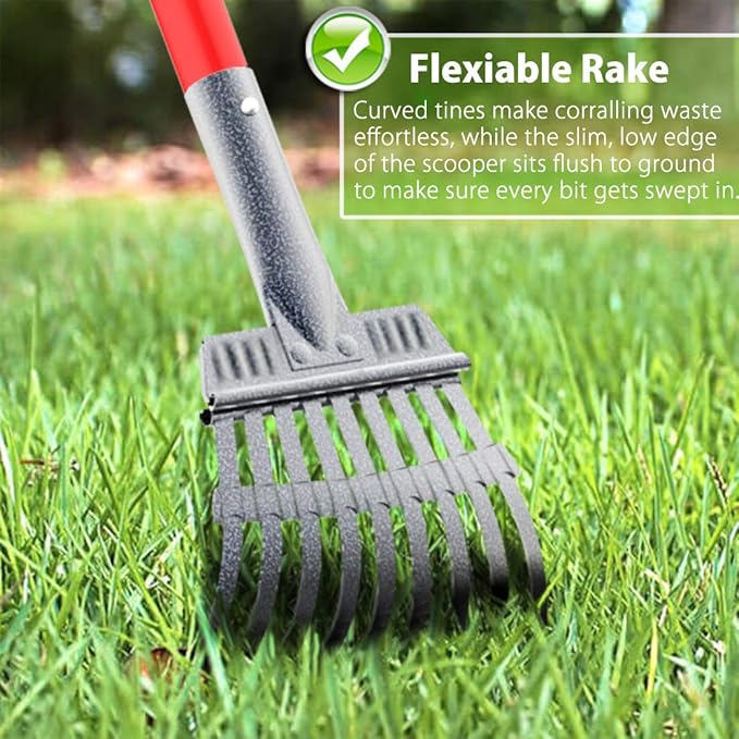 Larger Heavy Duty Pooper Scooper for Dogs-Rake, Spade,Tray Set with Long Handle,No Bend Down Easy Cleanup,Great for Yard Grass Gravel Dirt,Use for Large Small and Multi Dogs-Mewly Pet