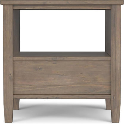 SIMPLIHOME Ela SOLID WOOD 20 inch Wide Rectangle Transitional End Table in Smoky Brown for the Living Room and Bedroom