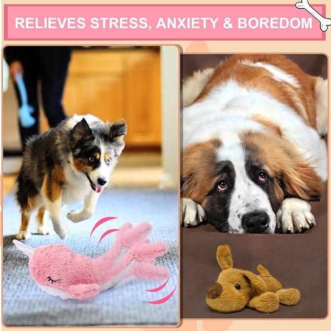 BABORUI Interactive Dog Toys Whale, Squeaky Dog Toys, Rechargeable Moving Dog Chew Toys for Small/Medium/Large Dogs/Puppy to Keep Them Busy (Pink)-Mewly Pet
