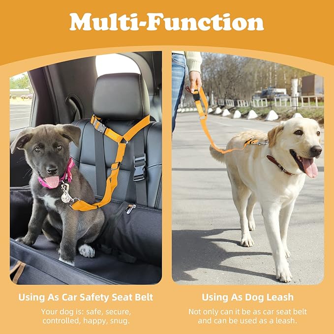 BWOGUE Pet Dog Cat Seat Belts, Car Headrest Restraint Adjustable Safety Leads Vehicle Seatbelt Harness (1 Pack)-Mewly Pet