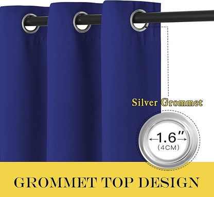 NICETOWN Blackout Curtains Panels for Bedroom - 3 Pass Microfiber Noise Reducing Thermal Insulated Solid Ring Top Blackout Window Drapes (2 Panels, 66 x 66 Inch, Navy Blue)