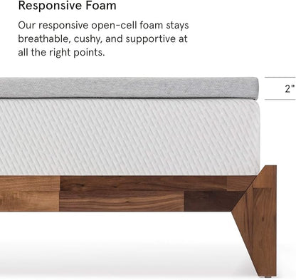 Tuft & Needle Mattress Topper, Queen Size, 2 inches of our Breathable, Supportive Adaptive Foam, Luxe Gray Cover, CertiPUR-US and Greenguard Gold Certified