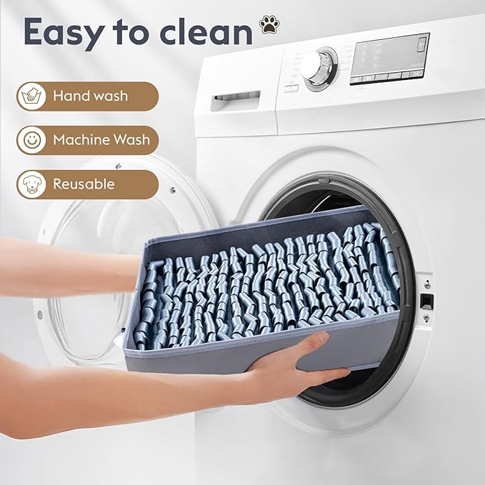 Snuffle Mat for Dogs, Dog Puzzle Mat, Interactive Dog Toys for Enrichment,Sniff Mats with Non-Slip Backing,Suitable for Breeds and Sizes of Dogs (Silver, 17" X 15")-Mewly Pet