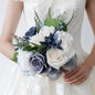 Wedding Bouquet Artificial Navy Blue Roses Flower Bride Bridal Bouquets Handmade Silk Flower Wedding Bride Bouquets for Church Party Home Decoration (Navy Blue)
