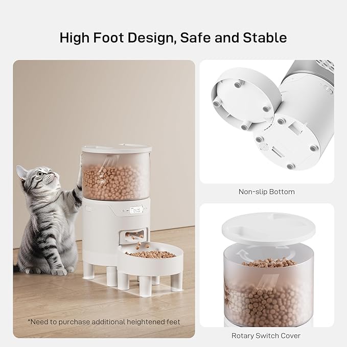 Automatic Cat Feeder: 3L Auto Food Dispenser with Timed Feeding| 6 Meal Programmable& 1-20 Portion Precise Control- Easy to Clean & Setup for Cat Indoor| Desiccant Bag Keep Food Fresh-Mewly Pet