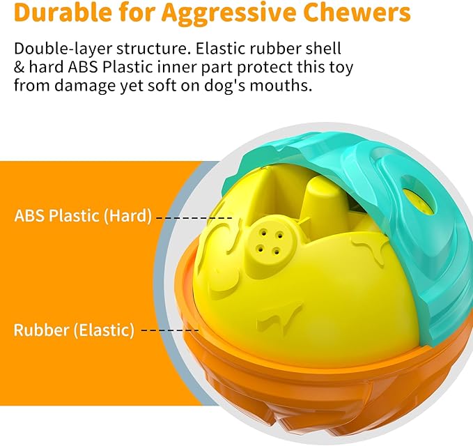 Dog Ball for Aggressive Chewers - Interactive Dog Toy Balls Fun Squeaky Sound to Keep Them Busy, Durable for Small Medium Large Breeds, Rubber Pet Chew Toys, As Seen on TV, Orange & Blue-Mewly Pet