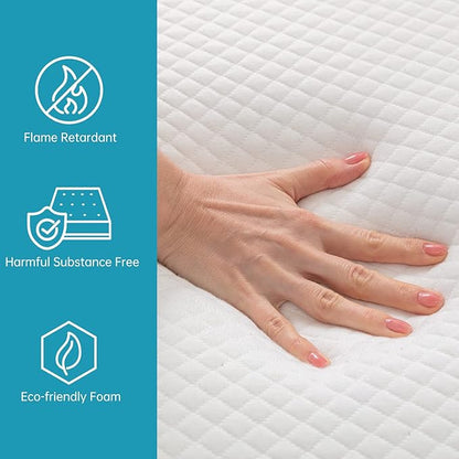 BestMassage | 10 Inch Full Mattress | Gel Memory Foam | Medium Firm Feel | White | Bed in a Box, CertiPUR-US Certified | Pressure Relief, Cooling Ventilated Foam | Breathable Knit Cover