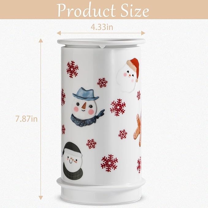 STAR MOON Ceramic Electric Wax Melt Warmer Candle Waxing Warmer Burner Melt Wax Cube Melter Fragrance Warmer - Ideal for Family and Friends, Snowman