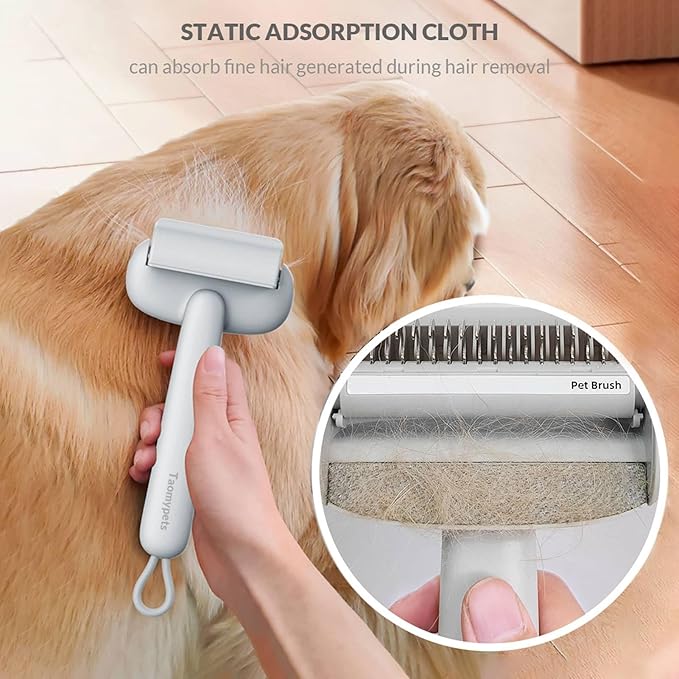 Self Cleaning Grooming Brush for Shedding Pets Rake Gently Removes Loose Undercoat Mats Tangled (Black)-Mewly Pet