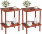 Apicizon 2 Tier End Table Set of 2, Small Side Table with Solid Wood Legs, Boho Bedside Table with Storage Shelf, Nightstand for Small Spaces, Bedroom, Living Room, Entryway, Vintage Brown