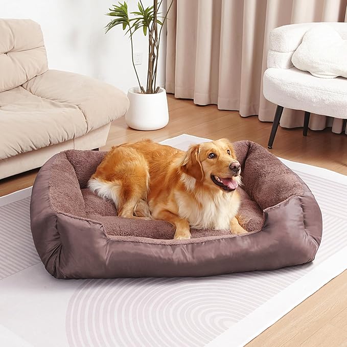 Dog Beds for Large Dogs, Breathable Dog Bed with Durable Fabric, Rectangle Washable Pet Bed, Warming Pet Bolster Couch-Mewly Pet